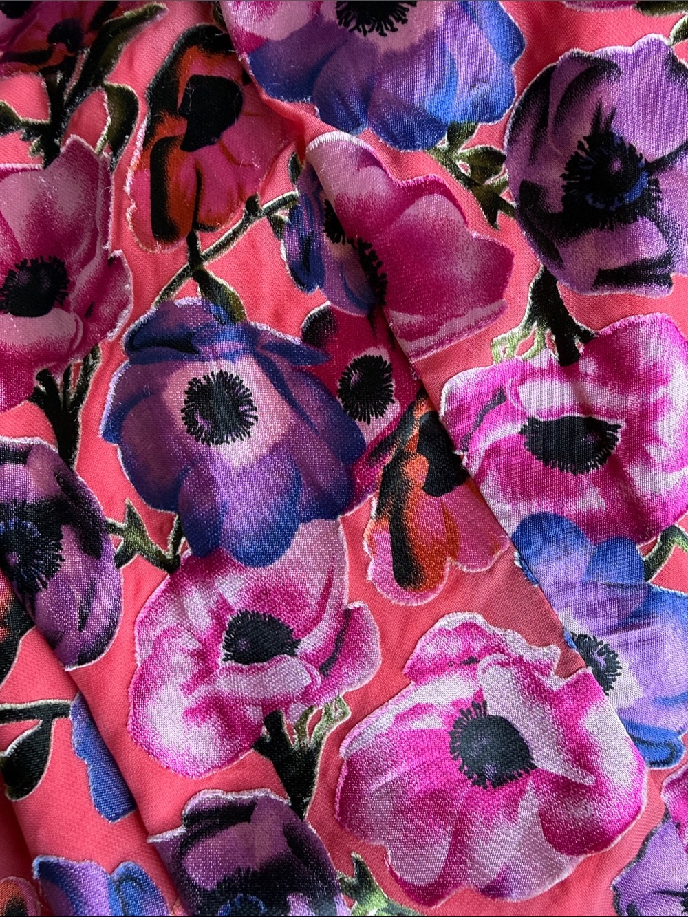 Theia Pink Floral Wrap-Front Long Sleeve Dress with Purple Blooms - Picture 8 of 8